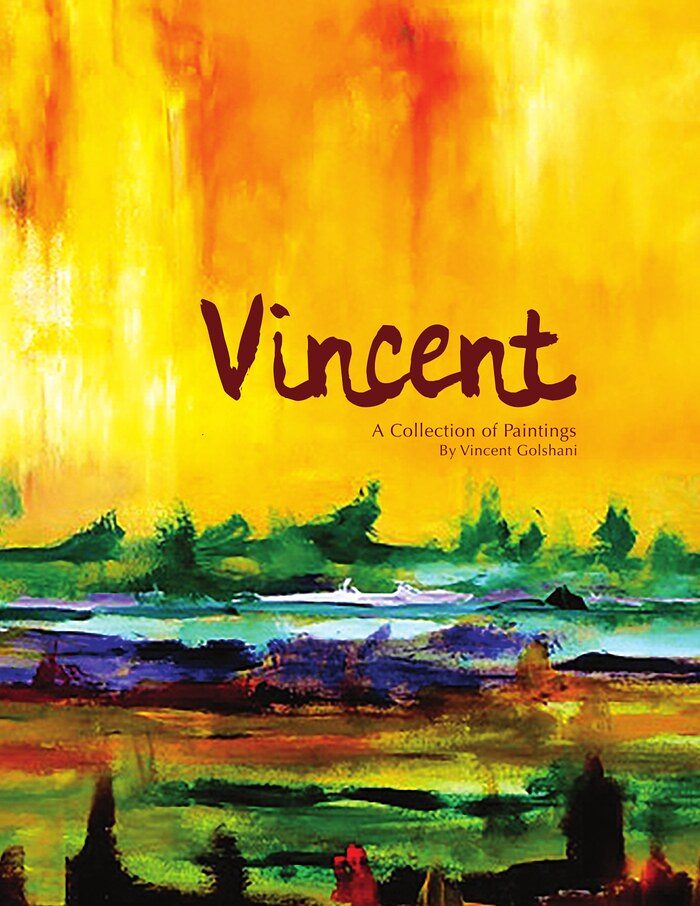 Cover of Vincent: A Collection of Paintings, 2015, with a molten yellow and orange landscape